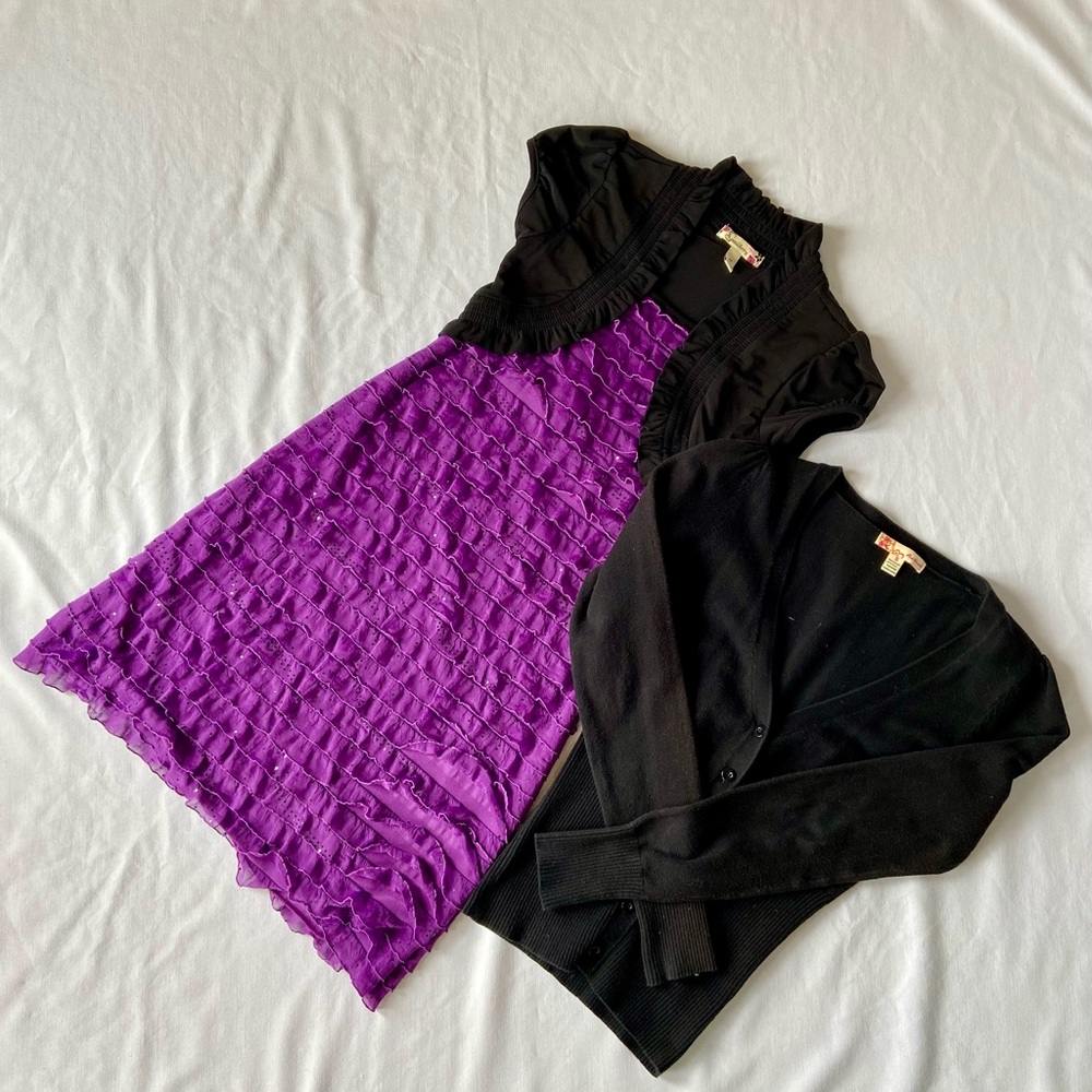 Girl’s formal dress and black cardigan